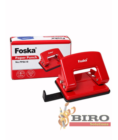 Perforator metalic de birou, 2 găuri, 16 coli, roșu, Foska PP8618